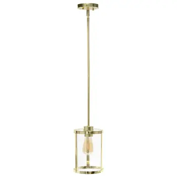 Gold Cylinder Iron Ceiling Light With Clear Shades
