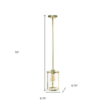 Gold Cylinder Iron Ceiling Light With Clear Shades