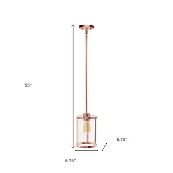 Rose Gold Cylinder Iron Ceiling Light With Clear Shades