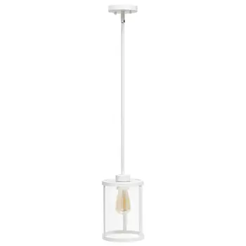 White Cylinder Iron Ceiling Light With Clear Shades