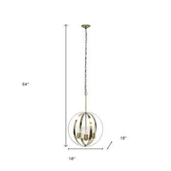 Antiqued Brass Sphere Iron Ceiling Light With Clear Shades