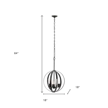 Bronze Sphere Iron Ceiling Light With Clear Shades