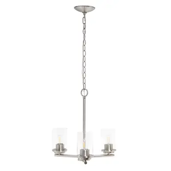 Nickel Chandelier Iron Ceiling Light With Clear Shades