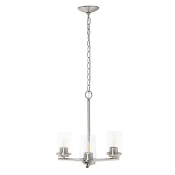 Nickel Chandelier Iron Ceiling Light With Clear Shades