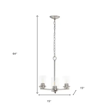 Nickel Chandelier Iron Ceiling Light With Clear Shades