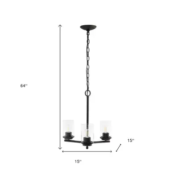 Bronze Chandelier Iron Ceiling Light With Clear Shades