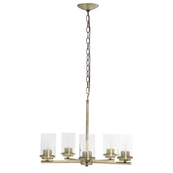 Antiqued Brass Chandelier Iron Ceiling Light With Clear Shades
