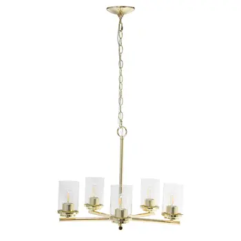 Gold Chandelier Iron Ceiling Light With Clear Shades
