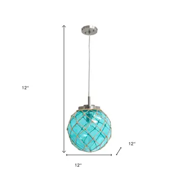 Aqua Sphere Glass Ceiling Light With Aqua Shades