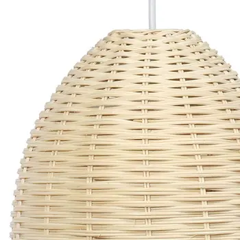 White Simple Rattan Ceiling Light With Natural Shades