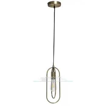 Antiqued Brass Simple Iron Ceiling Light With Clear Shades