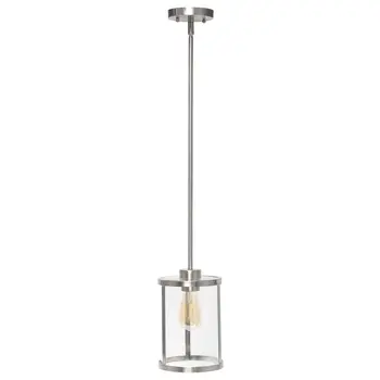 Nickel Cylinder Iron Ceiling Light With Clear Shades