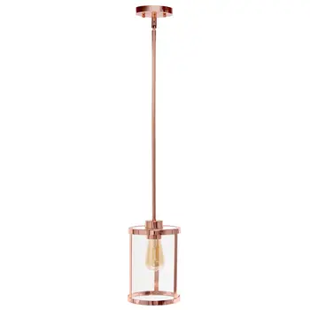 Rose Gold Cylinder Iron Ceiling Light With Clear Shades