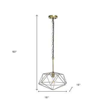 Antiqued Brass Caged Iron Ceiling Light With Antiqued Brass Shades
