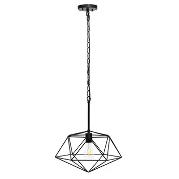 Black Caged Iron Ceiling Light With Black Shades