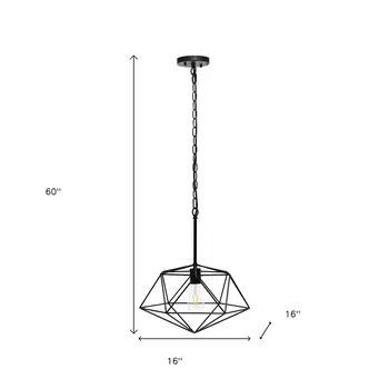 Black Caged Iron Ceiling Light With Black Shades
