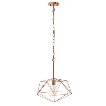 Rose Gold Caged Iron Ceiling Light With Rose Gold Shades
