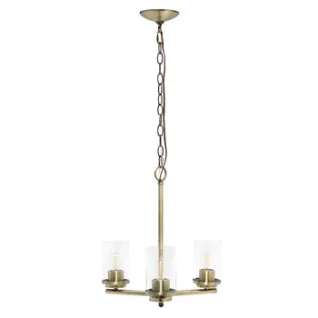 Antiqued Brass Chandelier Iron Ceiling Light With Clear Shades