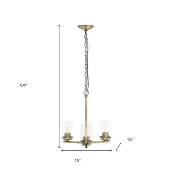Antiqued Brass Chandelier Iron Ceiling Light With Clear Shades