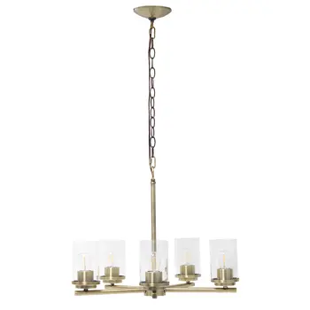 Antiqued Brass Chandelier Iron Ceiling Light With Clear Shades