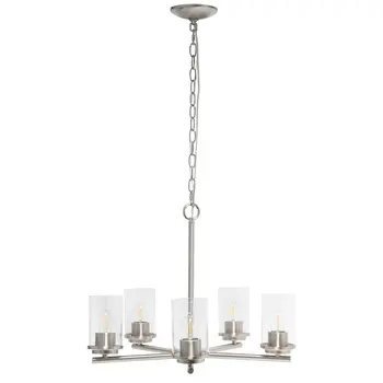 Nickel Chandelier Iron Ceiling Light With Clear Shades