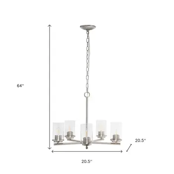 Nickel Chandelier Iron Ceiling Light With Clear Shades