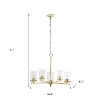 Gold Chandelier Iron Ceiling Light With Clear Shades