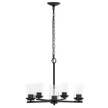Bronze Chandelier Iron Ceiling Light With Clear Shades