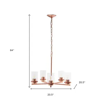 Rose Gold Chandelier Iron Ceiling Light With Clear Shades