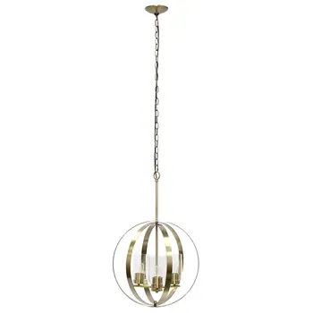 Antiqued Brass Sphere Iron Ceiling Light With Clear Shades