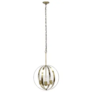 Antiqued Brass Sphere Iron Ceiling Light With Clear Shades