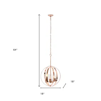 Rose Gold Sphere Iron Ceiling Light With Clear Shades