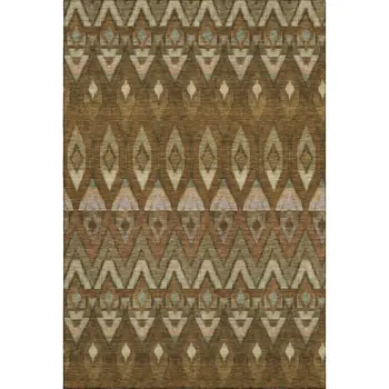 10' X 14' Brown Sage And Beige Southwestern Washable Area Rug With UV Protection