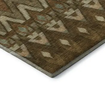 10' X 14' Brown Sage And Beige Southwestern Washable Area Rug With UV Protection