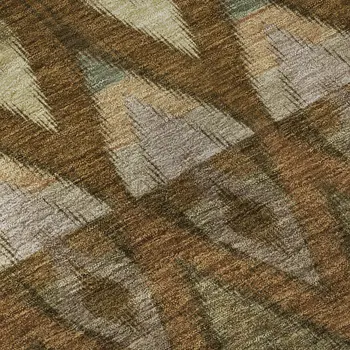 10' X 14' Brown Sage And Beige Southwestern Washable Area Rug With UV Protection