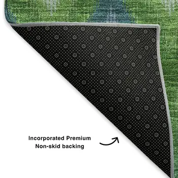 3' X 5' Green Blue And Ivory Southwestern Washable Area Rug With UV Protection