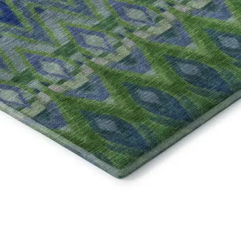 3' X 5' Green Blue And Ivory Southwestern Washable Area Rug With UV Protection