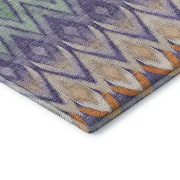 5' X 8' Purple Mint Green And Beige Southwestern Washable Area Rug With UV Protection