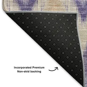 9' X 12' Purple Mint Green And Beige Southwestern Washable Area Rug With UV Protection