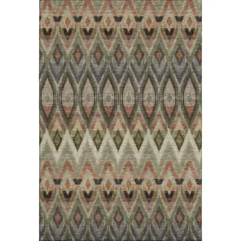 3' X 5' Taupe Olive Green And Beige Southwestern Washable Area Rug With UV Protection