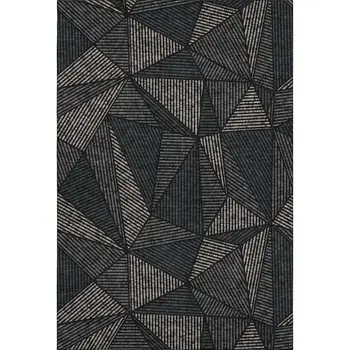 3' X 5' Black And Ivory Geometric Washable Area Rug With UV Protection