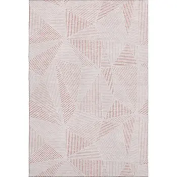 10' X 14' Blush And Pink Geometric Washable Area Rug With UV Protection