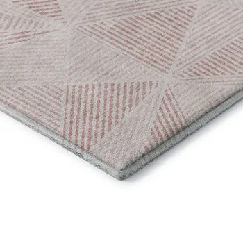 10' X 14' Blush And Pink Geometric Washable Area Rug With UV Protection