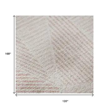 10' X 14' Blush And Pink Geometric Washable Area Rug With UV Protection