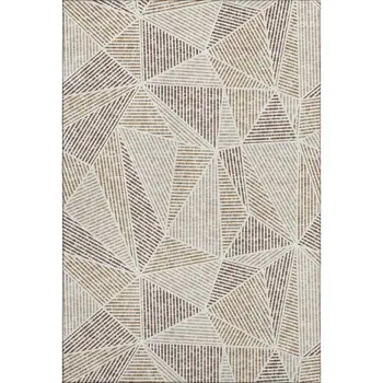 5' X 8' Brown And Beige Geometric Washable Area Rug With UV Protection