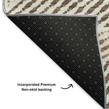 5' X 8' Brown And Beige Geometric Washable Area Rug With UV Protection