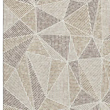 5' X 8' Brown And Beige Geometric Washable Area Rug With UV Protection