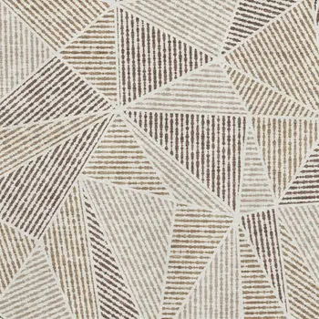 9' X 12' Brown And Beige Geometric Washable Area Rug With UV Protection