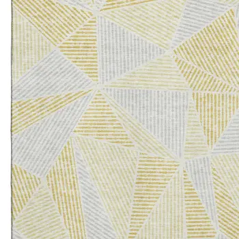 5' X 8' Gold And Gray Geometric Washable Area Rug With UV Protection