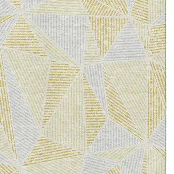 9' X 12' Gold And Gray Geometric Washable Area Rug With UV Protection